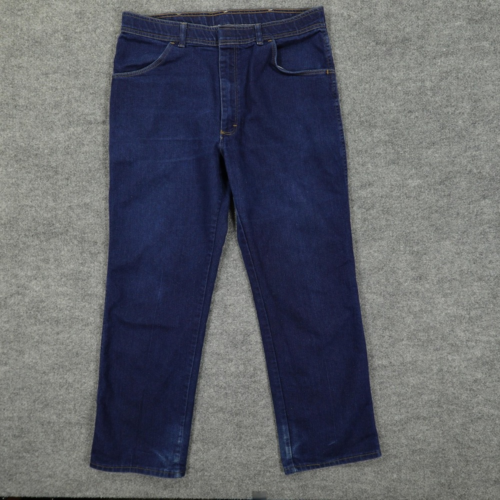 Vintage Wrangler Jeans Mens 38x30 Blue Straight Leg Dark Wash Workwear Denim